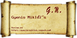Gyenis Miklós névjegykártya