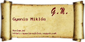 Gyenis Miklós névjegykártya